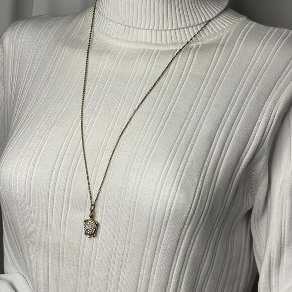 J.Crew J Crew pendant gold tone necklace burnished TURTLE signed costume jewelry - Picture 8 of 12